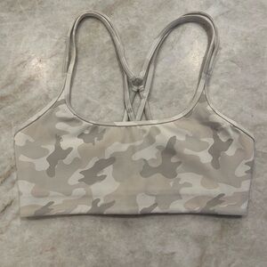 Bandier x All Access Strappy Chorus Sports Bra in the color Sand Camo/Cream!